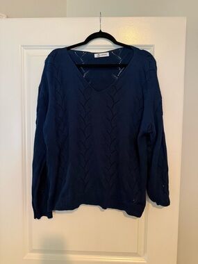 Cupshe Navy Open‑Knit Top